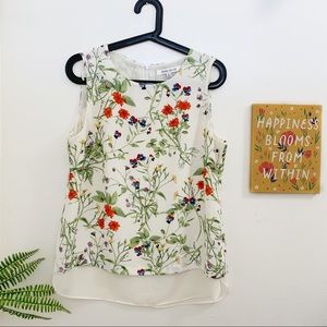 Rose + Olive | Floral Beige Sleeveless Blouse